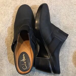 Cole Haan Nike Clogs Black Platform 3 Inch Wedge Elastic Strap Slip On Mules-11B